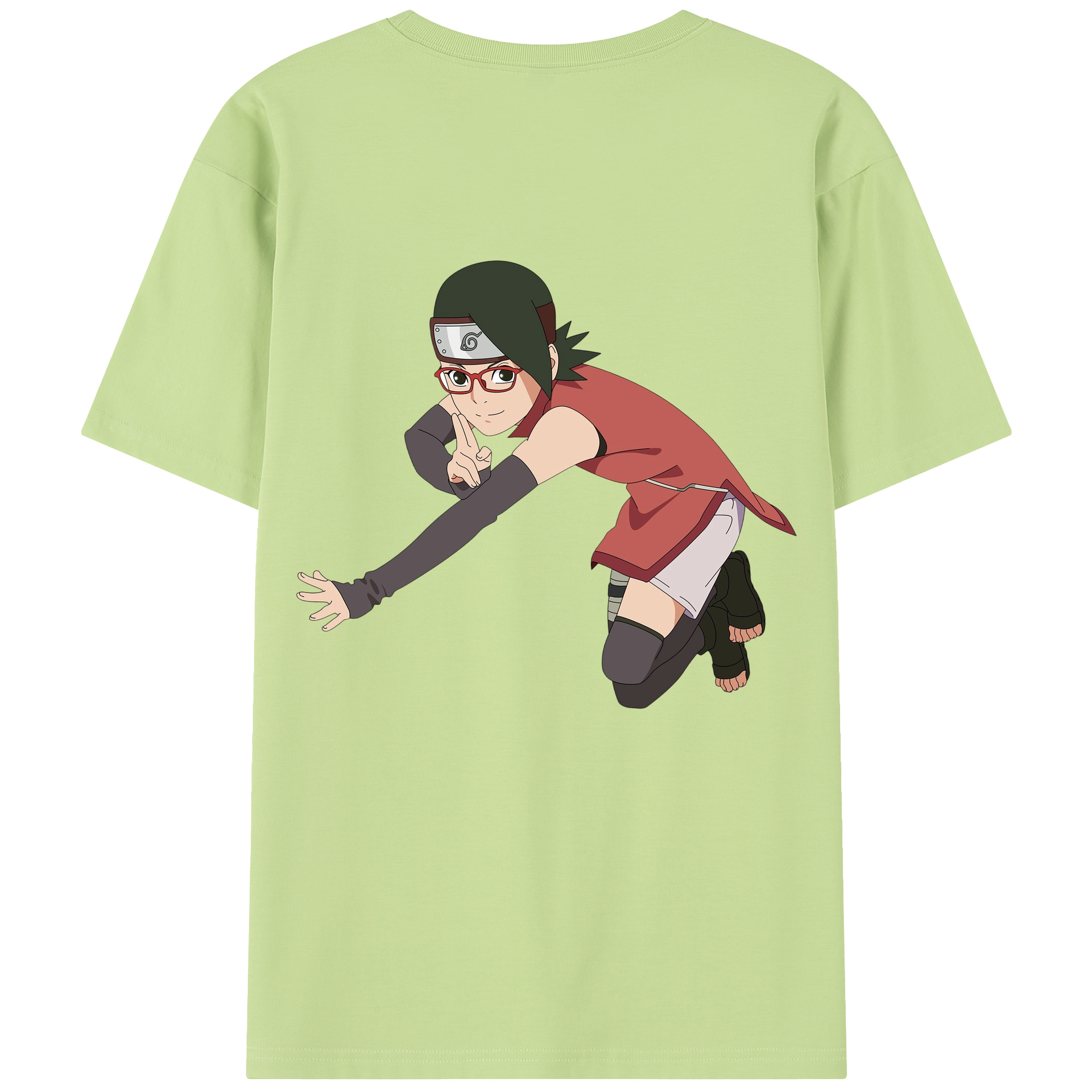 （画像用） NARUTO -ナルト- うちは サラダ Uchiha Sarada 綿100％半袖Tシャツ（背面プリント）